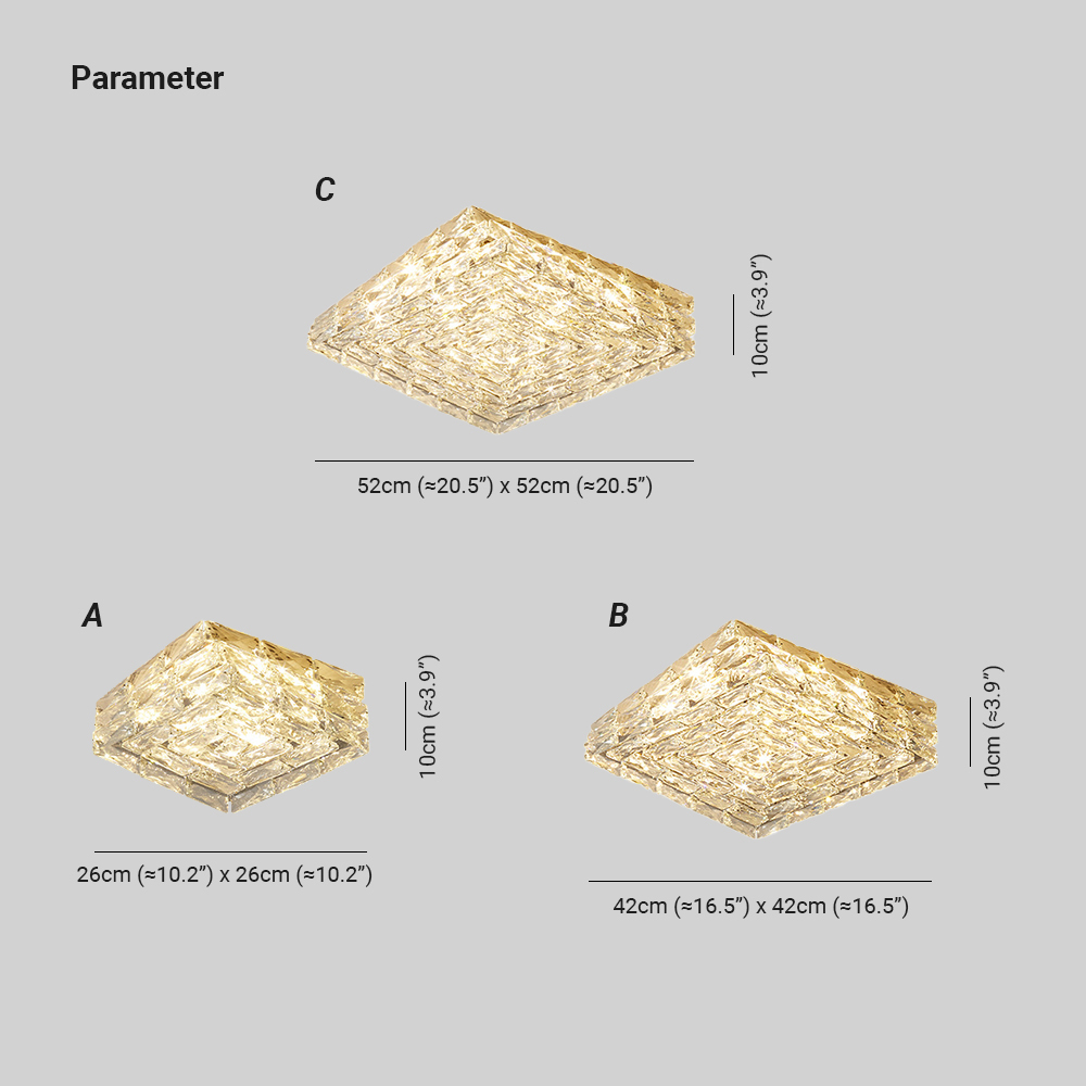 Marilyn Modern Square Crystal Ceiling Light Shades Bedroom Living Room