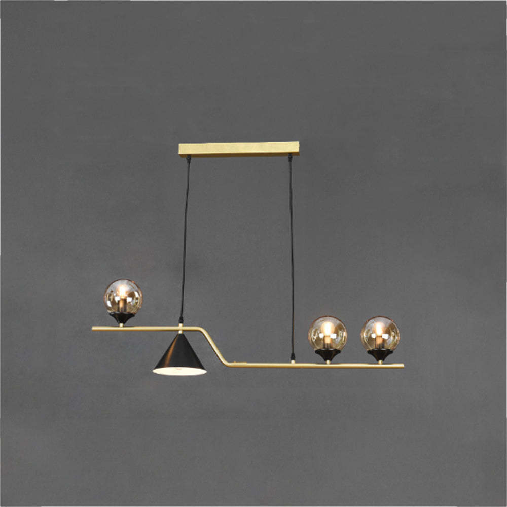 Modern Edge Pendant Light - Glass Globes, Gold Finish