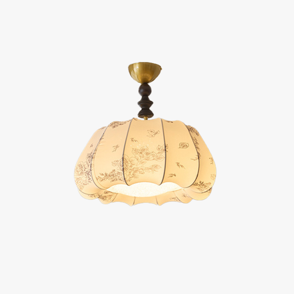 Renée Vintage Fabric Wood  Acrylic Metal Pendant Light Bedroom Dining Room