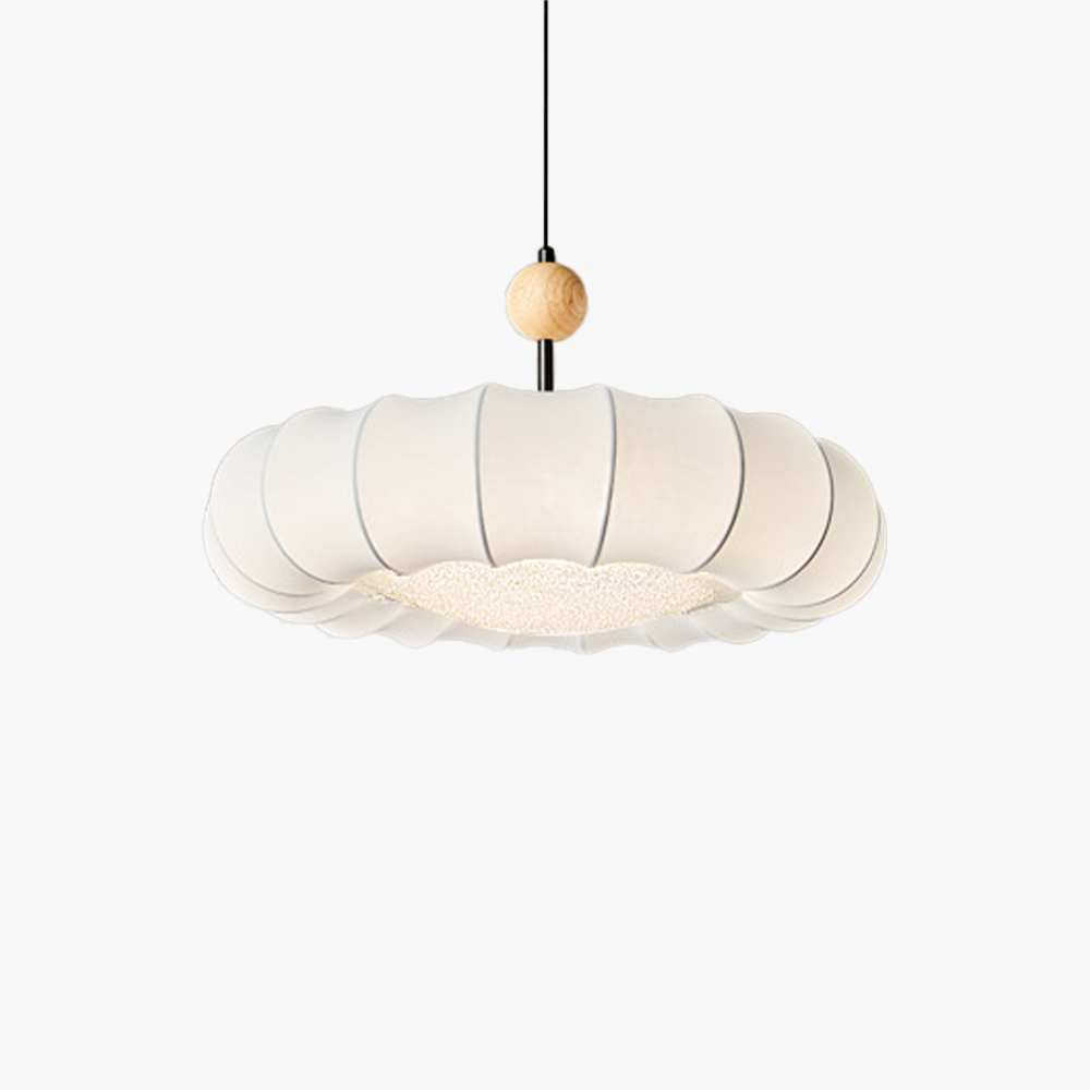 Renée Nordic Grey  Beige Metal Wood Fabric Pendant Light  Bedroom