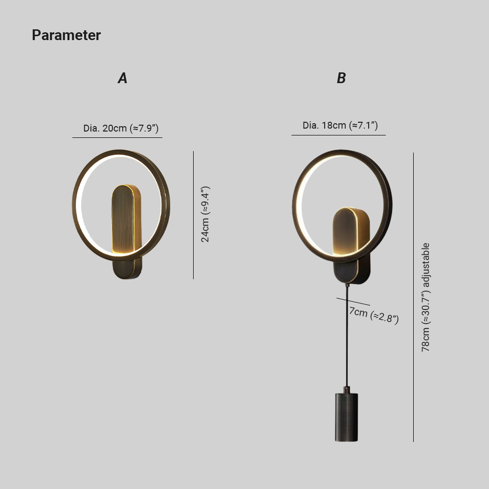 Edge Modern LED Round Metal Wall Light Living Room Bedroom Hallway