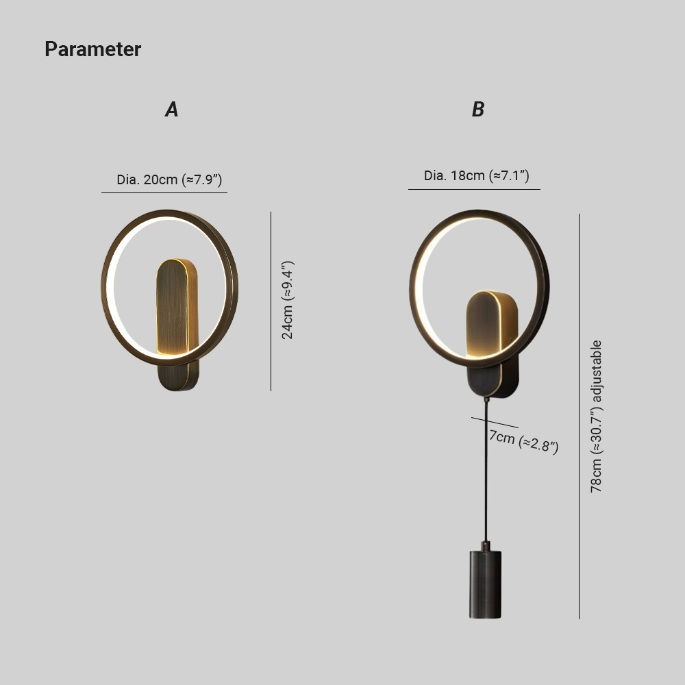 Edge Modern LED Round Metal Wall Light Living Room Bedroom Hallway