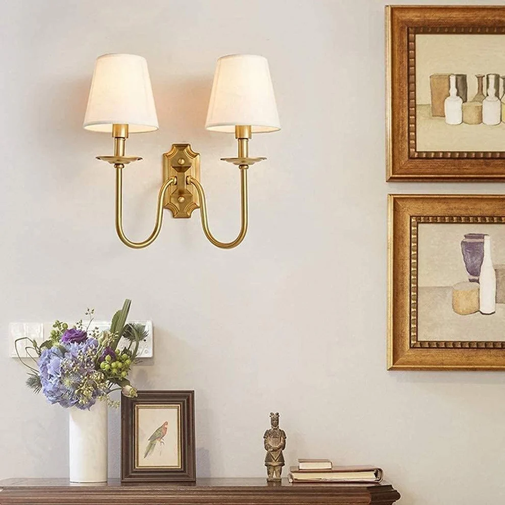 Austin Vintage Double Fabric Shades Wall Lamp