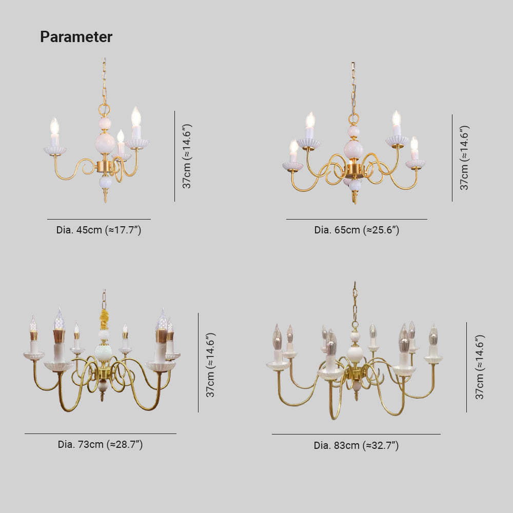 Silva Vintage LED Chandelier Size Chart