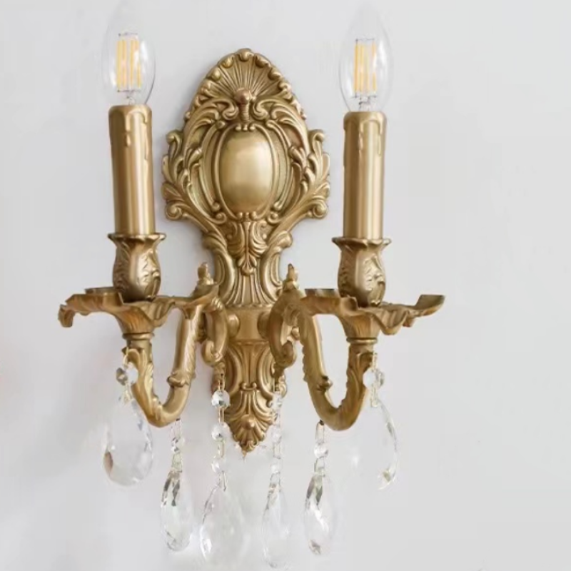 Brass Alessio Crystal Wall Light - Vintage Lighting