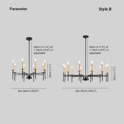 Silva Pendant Light Dimensions - Style B