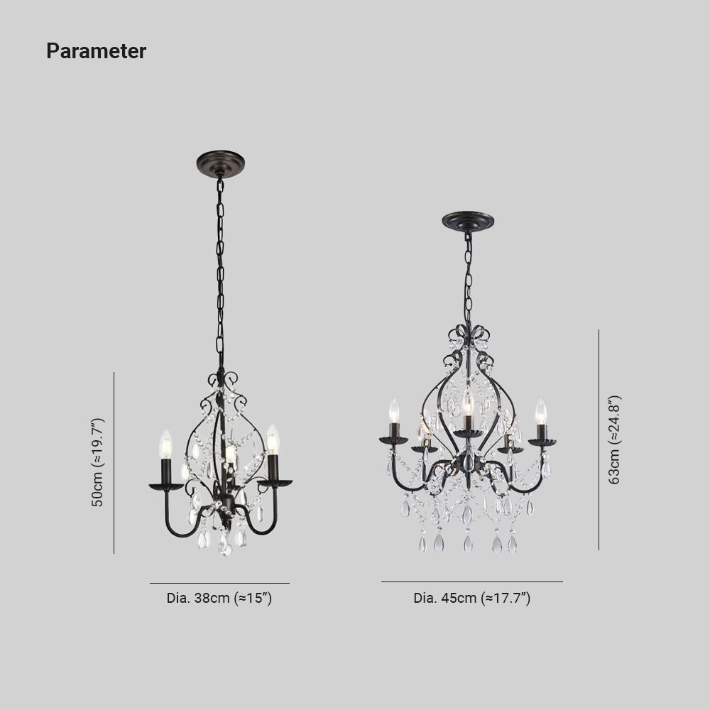 Silva American Crystal Chandelier Dimensions, Black Finish