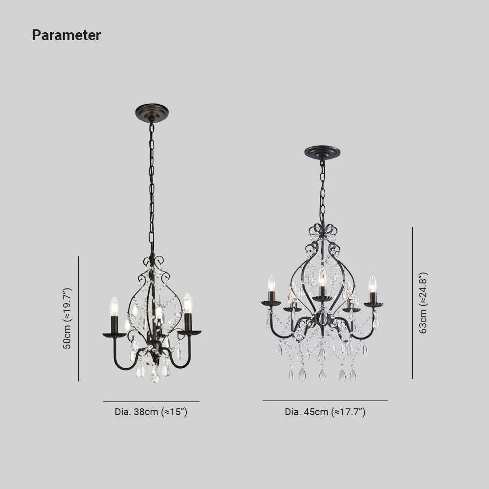 Silva American Crystal Chandelier Dimensions, Black Finish
