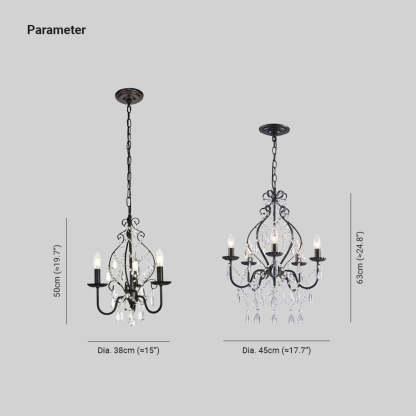 Silva American Crystal Chandelier Dimensions, Black Finish