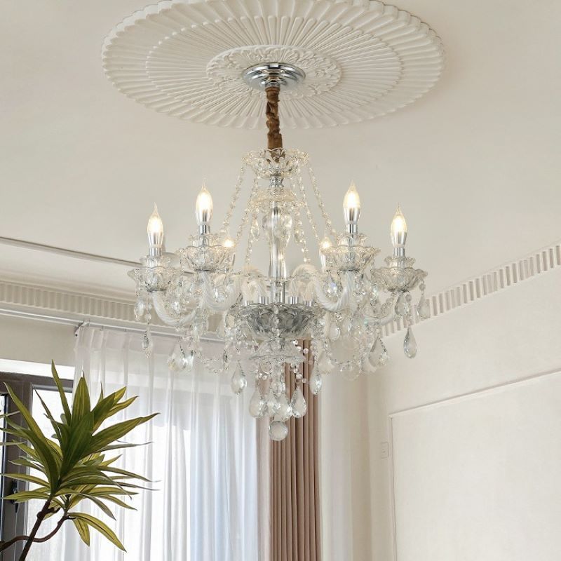 Silva French Crystal Chandelier - Indoor lighting fixture with crystal accents.