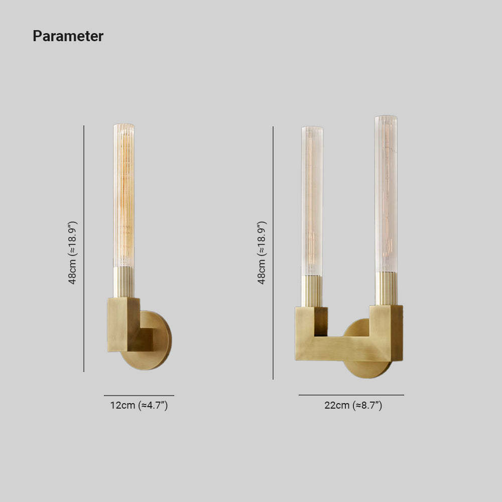 Quinn Wall Lamp Dimensions, Metal & Glass Wall Sconce