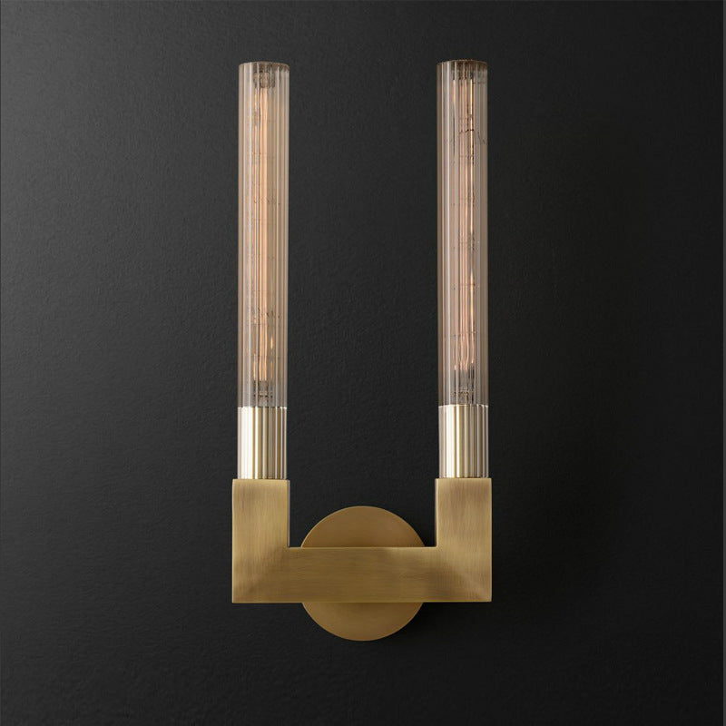 Quinn Nordic wall lamp with glass tubes and brass finish