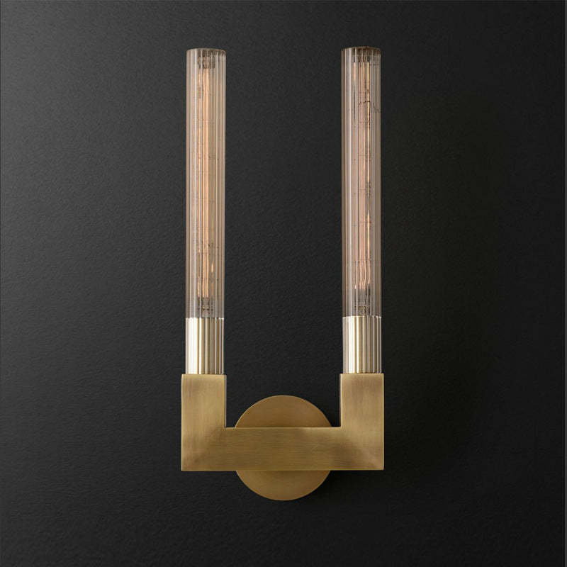 Quinn Nordic wall lamp with glass tubes and brass finish