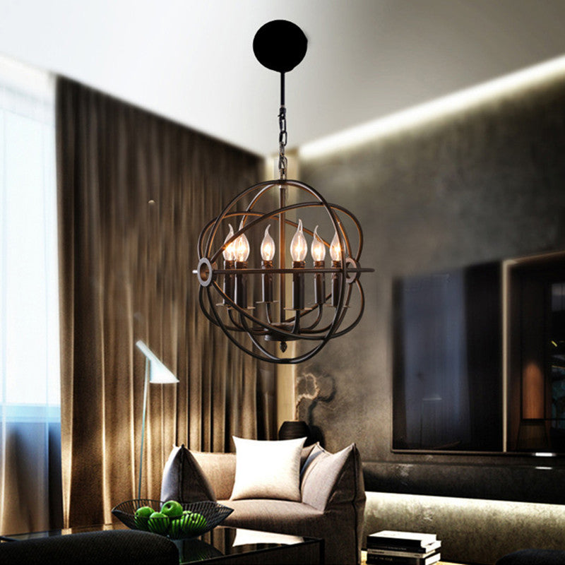 Alessio metal chandelier in modern living room.