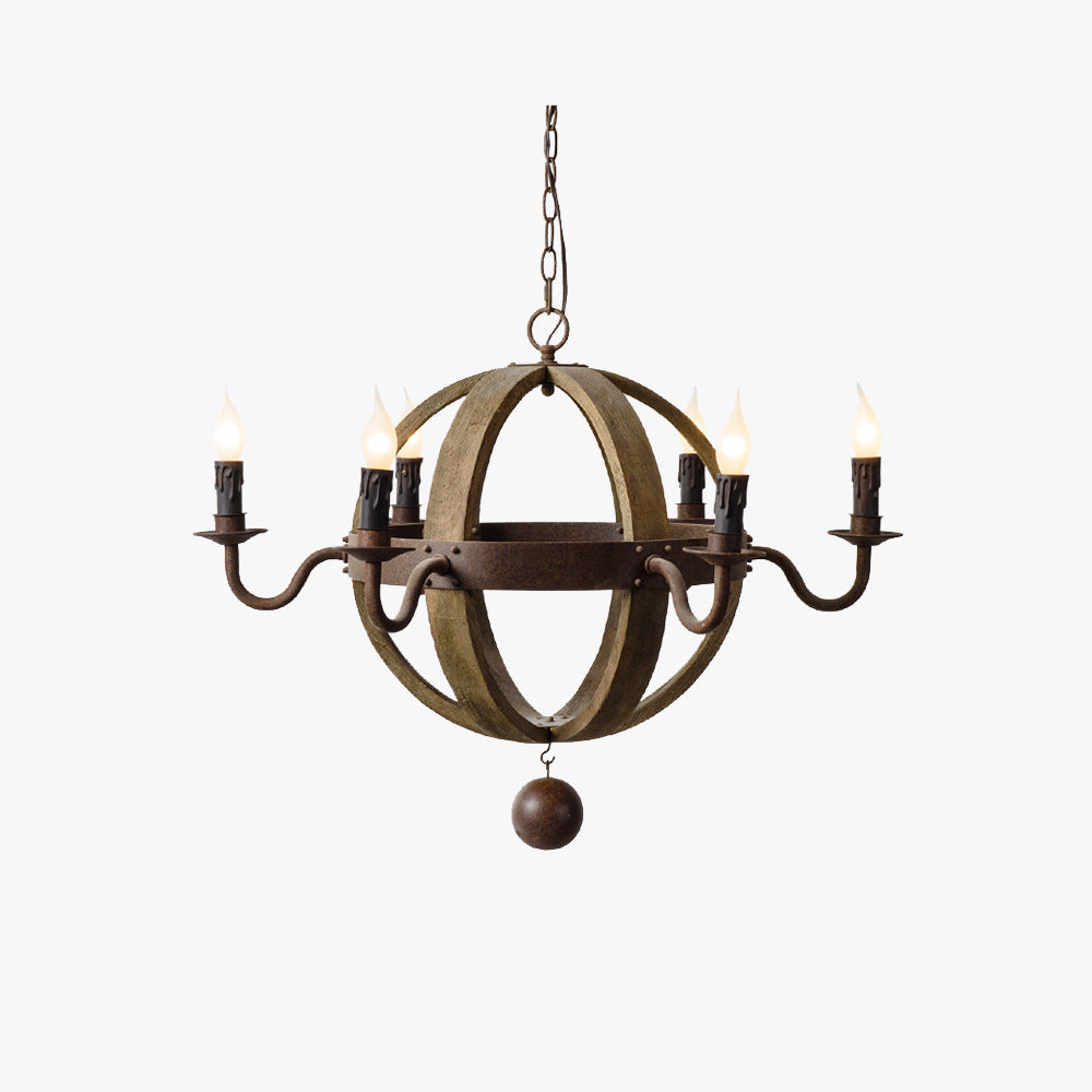 Alessio Rustic Pendant Light Wood Metal
