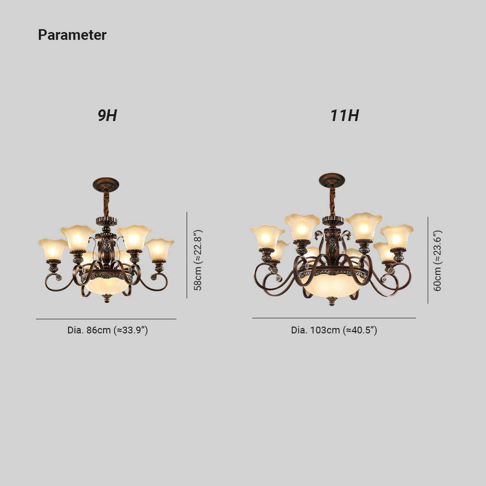 Lily Retro Flower Pendant Light dimensions and size