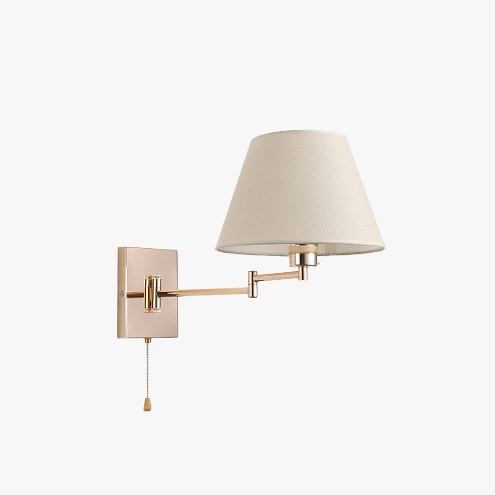 Brady Wall Lamp with Gold Metal and Fabric Shade