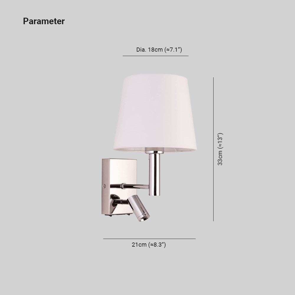 Renée Wall Lamp dimensions, metal and fabric