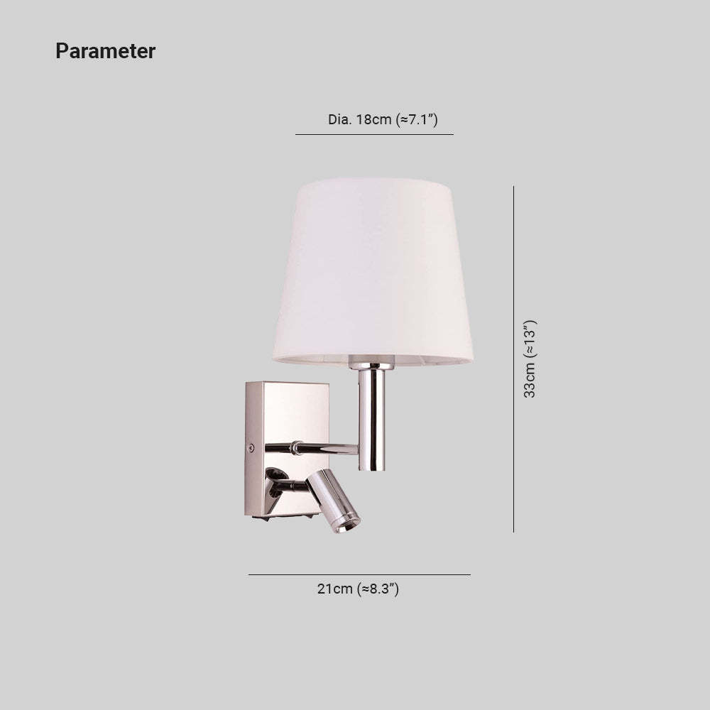 Renée Wall Lamp dimensions, metal and fabric