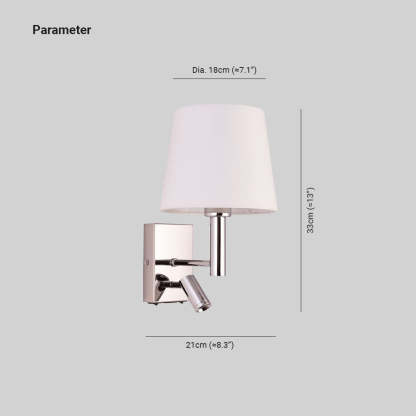 Renée Wall Lamp dimensions, metal and fabric