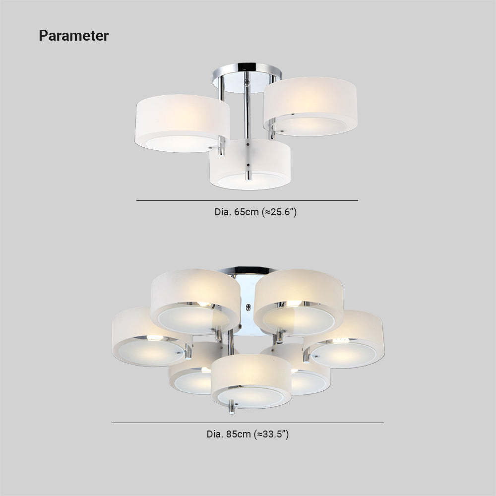Quinn Flush Mount Ceiling Light dimensions, Dia. 65cm and 85cm