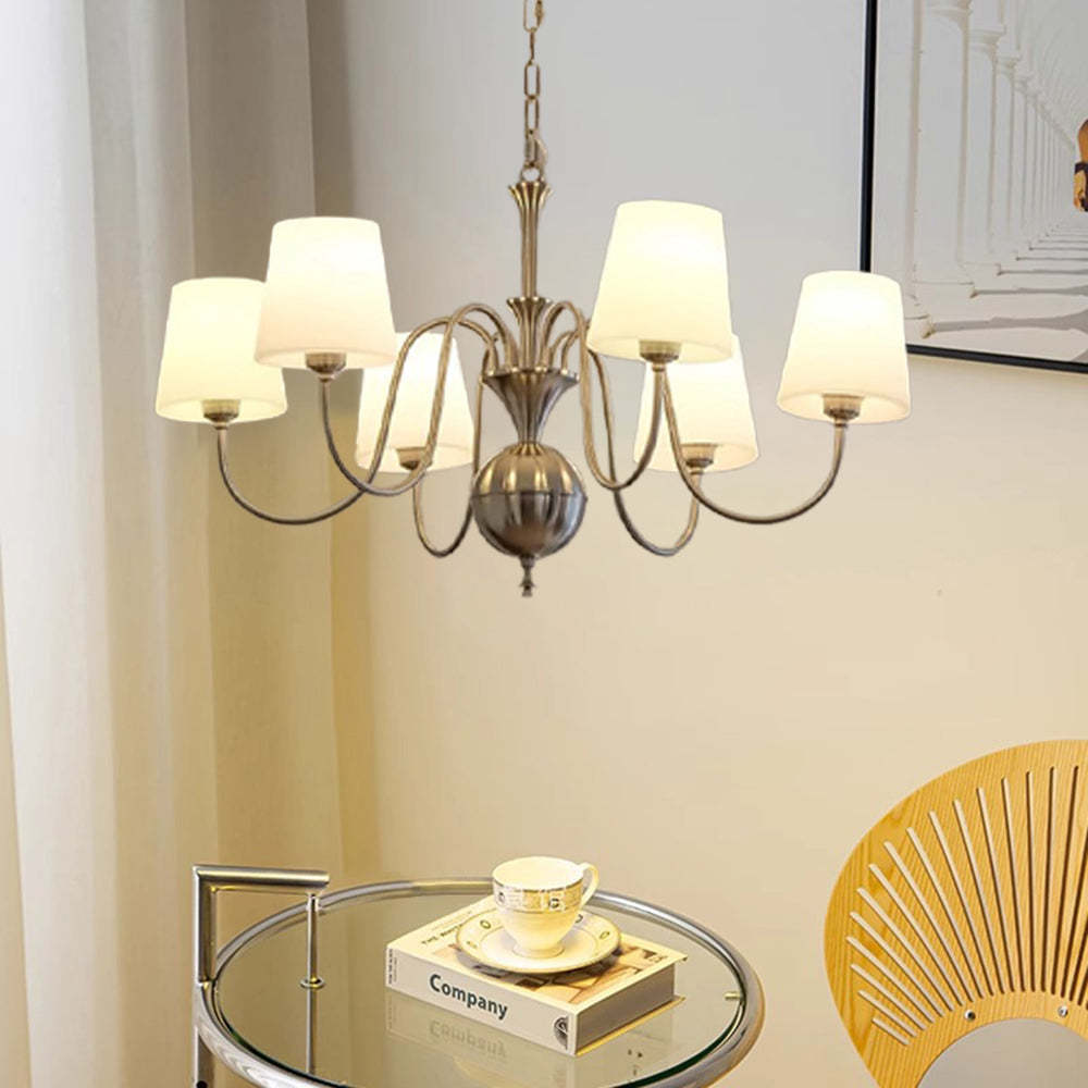 Alessio Vintage Chandelier with Glass Table and Coffee Cup