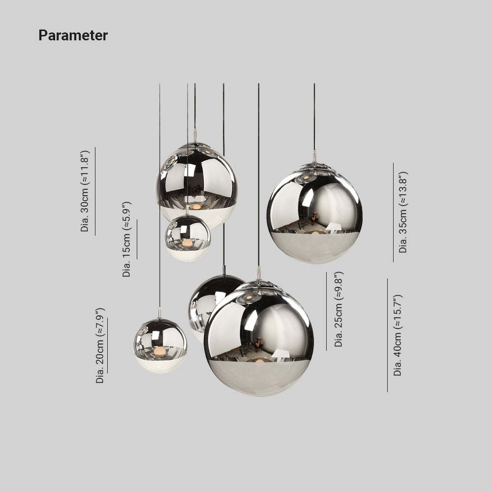 Hailie Round Pendant Light Dimensions - Metal and Glass Lighting Fixture