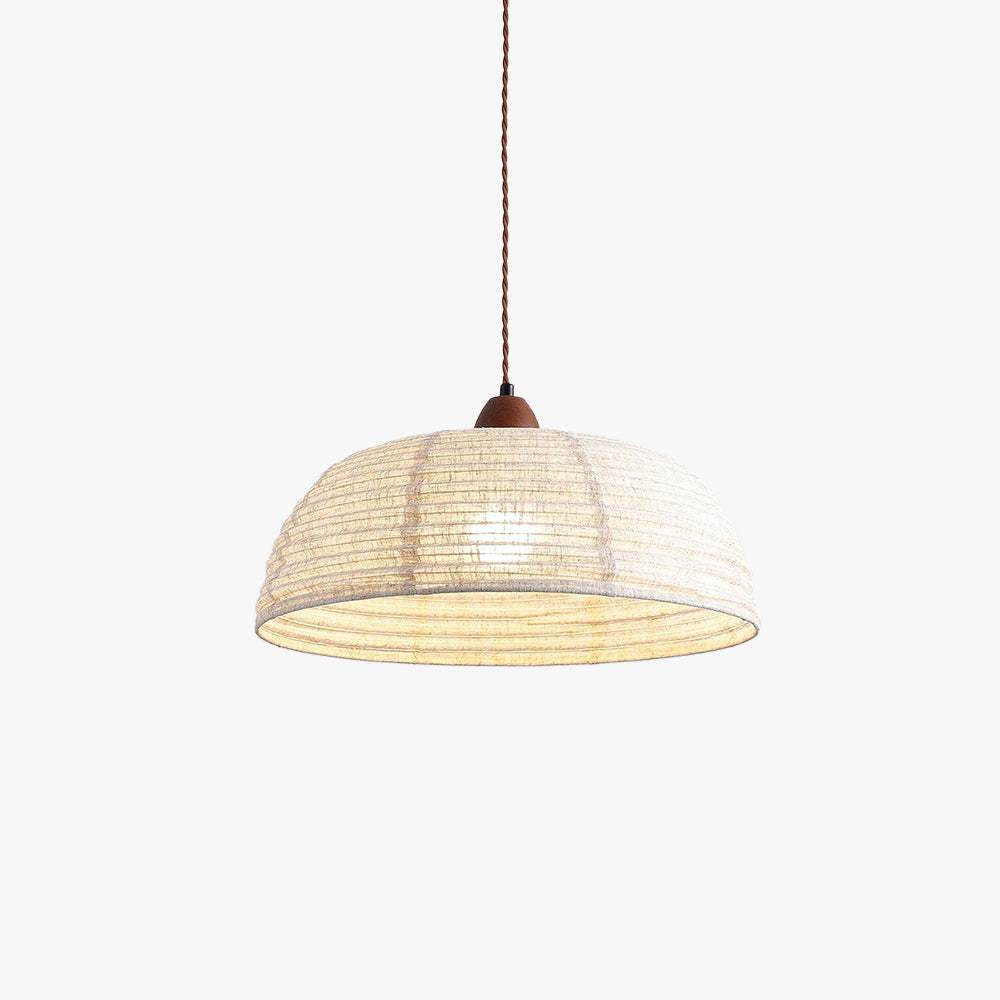 Ritta Retro Lantern Wooden Fabric Pendant Light