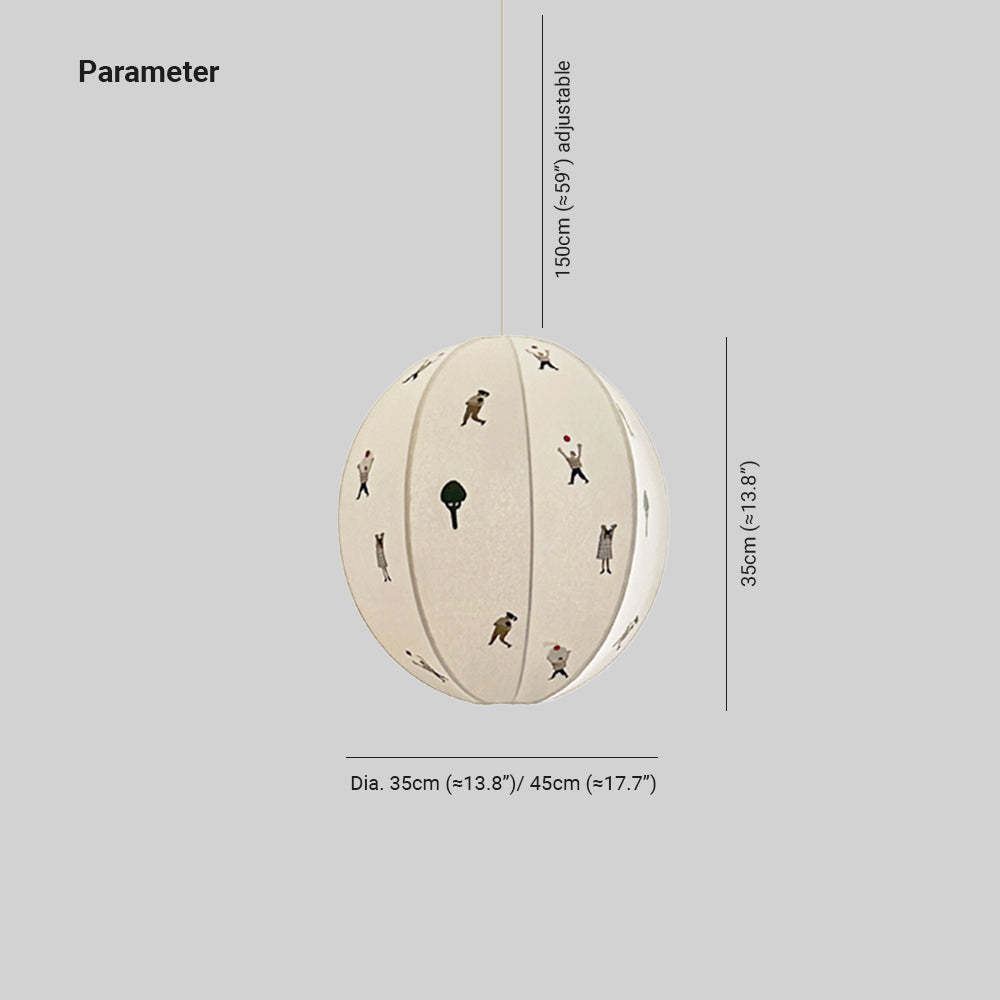 Ritta Design Globe Pendant Light with dimensions, adjustable cord