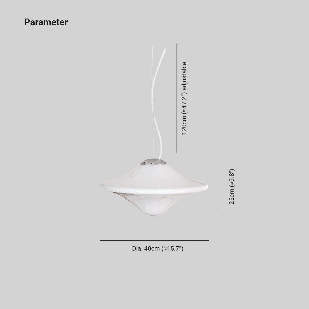 Hailie UFO Pendant Light Dimensions, Metal and Glass