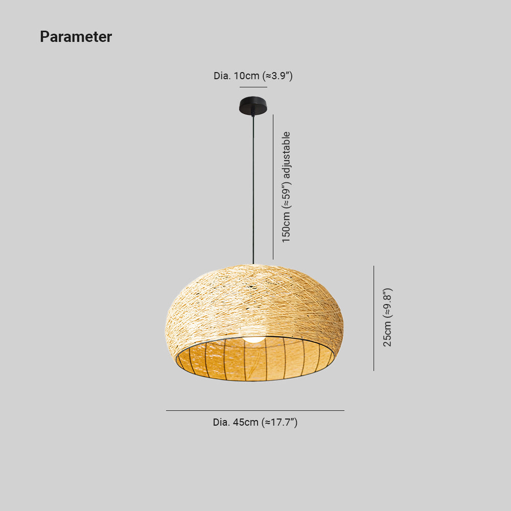 Ritta Birds Nest Pendant Light dimensions: Dia. 45cm, 10cm; 150cm adjustable, 25cm