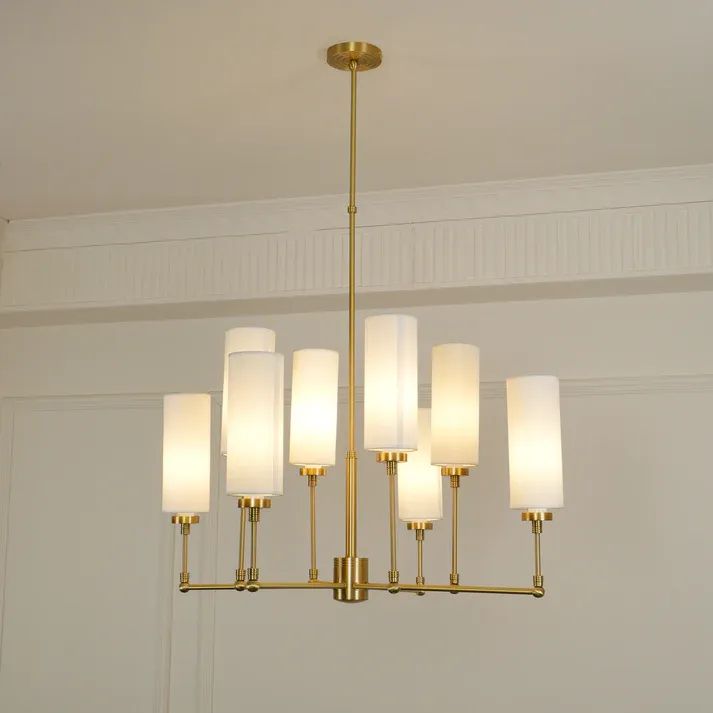 Alessio Modern Classical Brass Fabric Chandelier Shades Living Dining Room