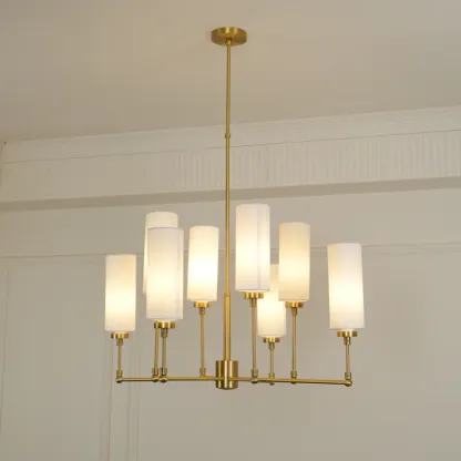 Alessio Modern Classical Brass Fabric Chandelier Shades Living Dining Room