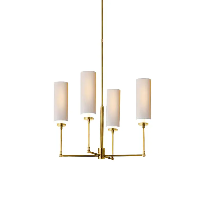 Modern Brass Fabric Chandelier Shades Living Dining Room | Las Sola