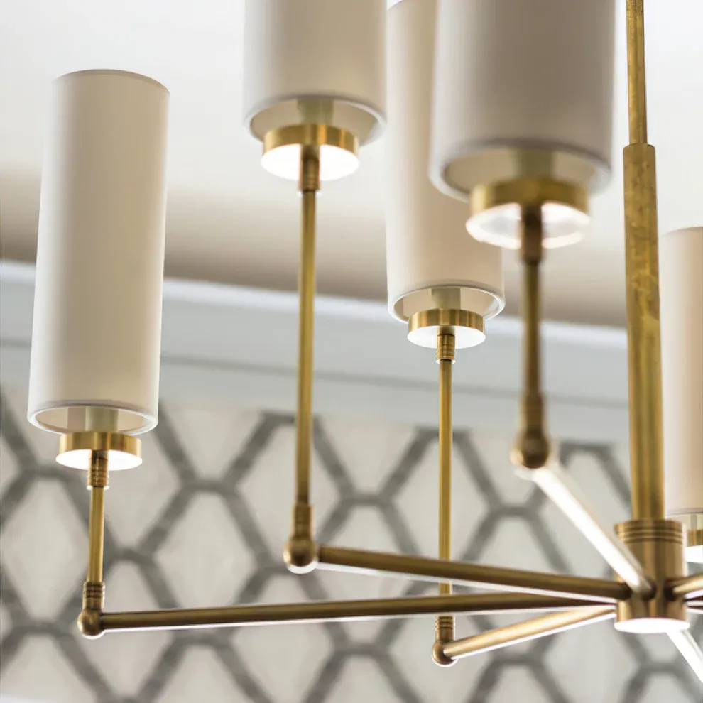 Alessio Modern Classical Brass Fabric Chandelier Shades Living Dining Room