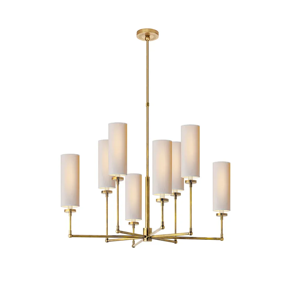 Alessio Modern Classical Brass Fabric Chandelier Shades Living Dining Room