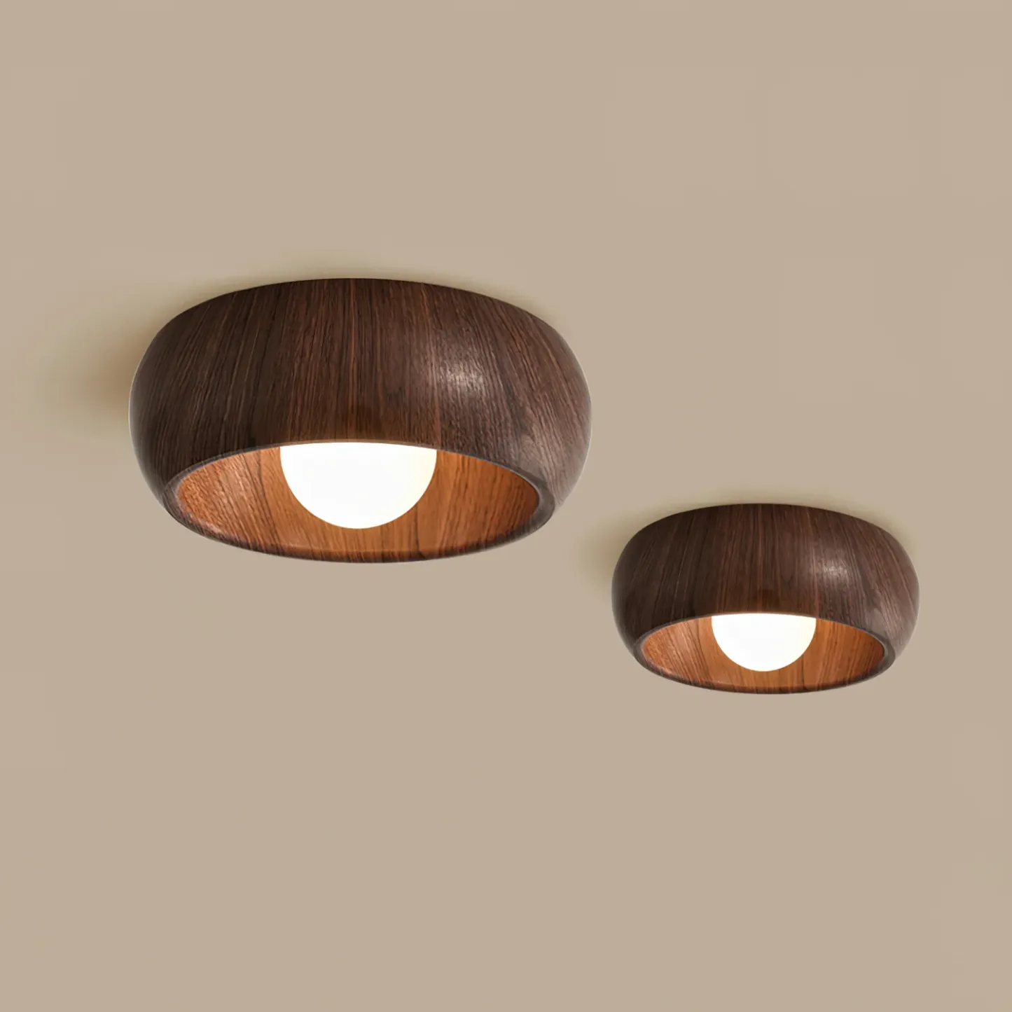 Muto Modern Round Wood Ceiling Light Fixture Hallway Bedroom Living Room