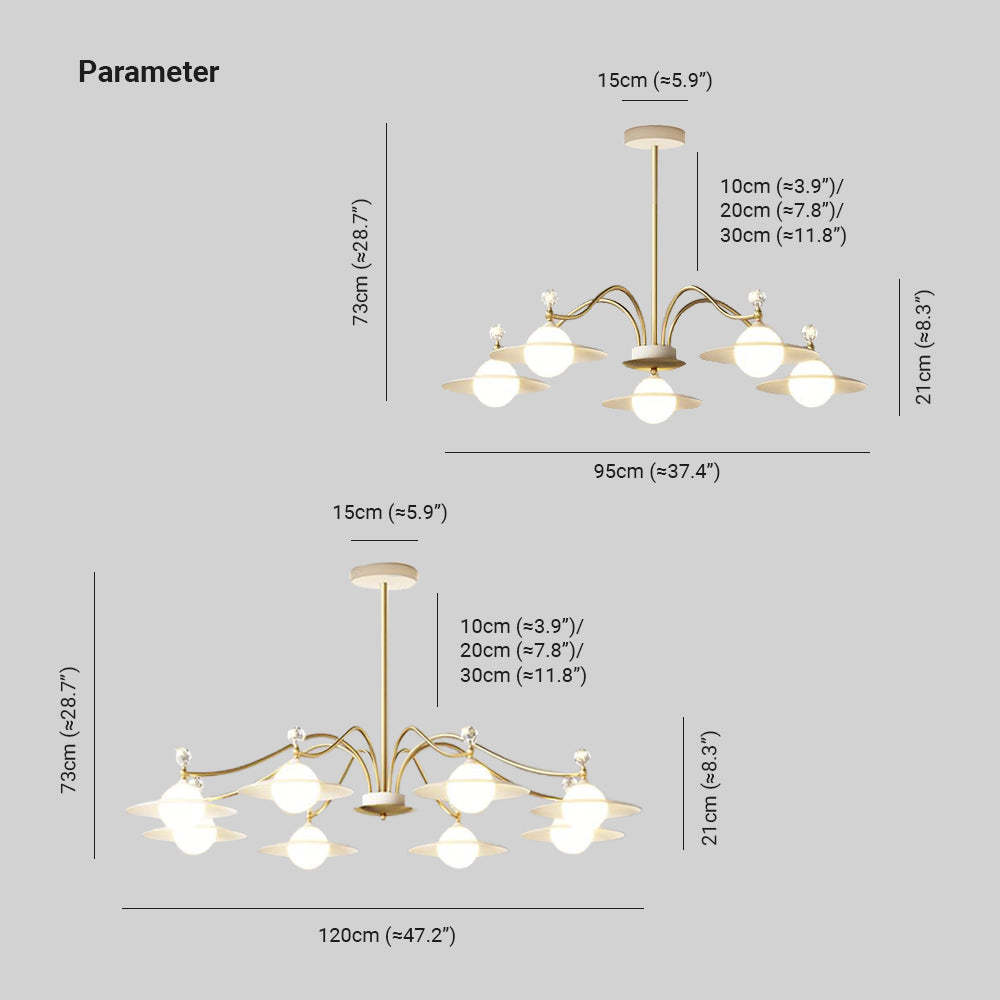 Carins Chandelier Dimensions: 37.4/47.2 inches wide.