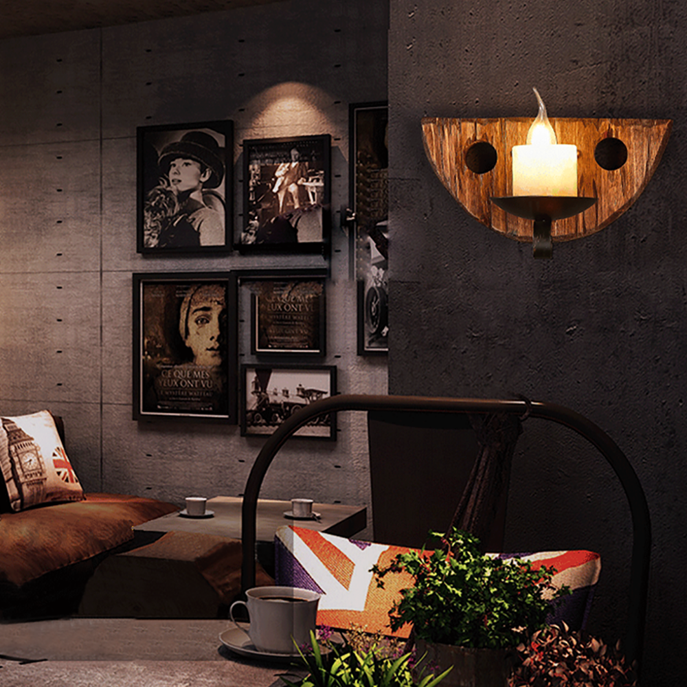 Wood Austin Candle Wall Lamp for Bedroom