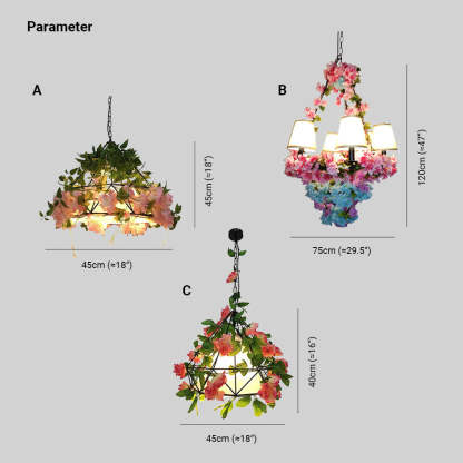 Nest pendant light parameters, flower lighting fixture sizes