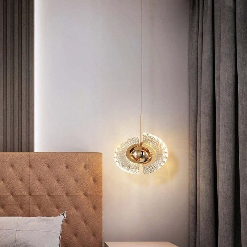 Kristy Nordic luxury pendant light illuminating a bedroom