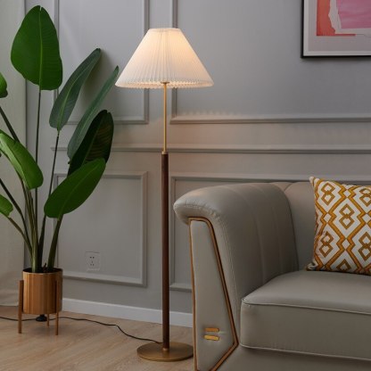 Ozawa Simple Walnut/Metal/Fabric, Table/Floor Lamp, Living Room