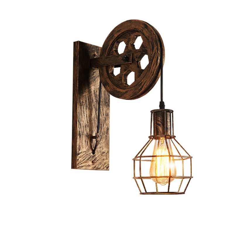 Alessio Retro Bronze Pulley Wall Lamp
