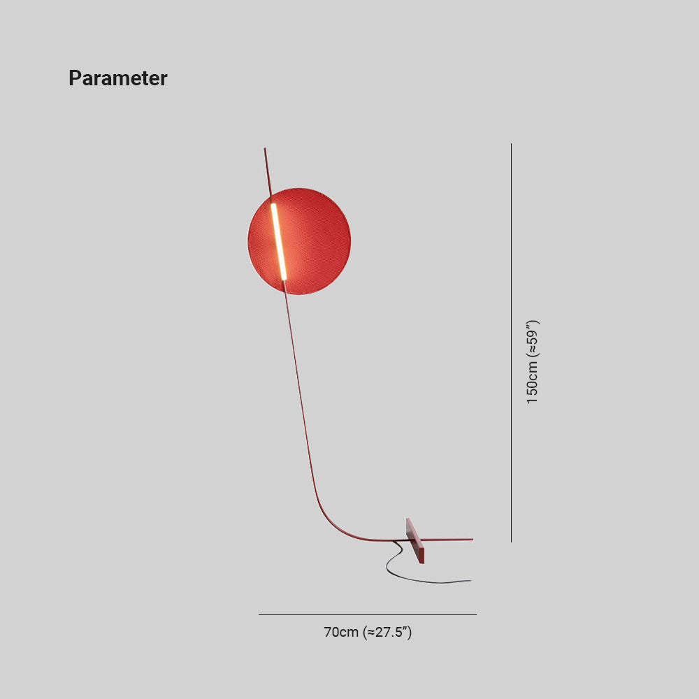 Elif Floor Lamp dimensions. Red metal postmodern lighting.