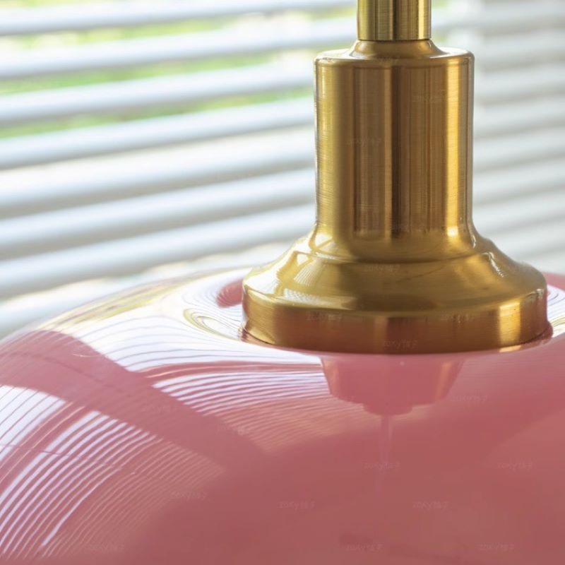 Pink Hailie Pendant Light Detail with Brass Accents