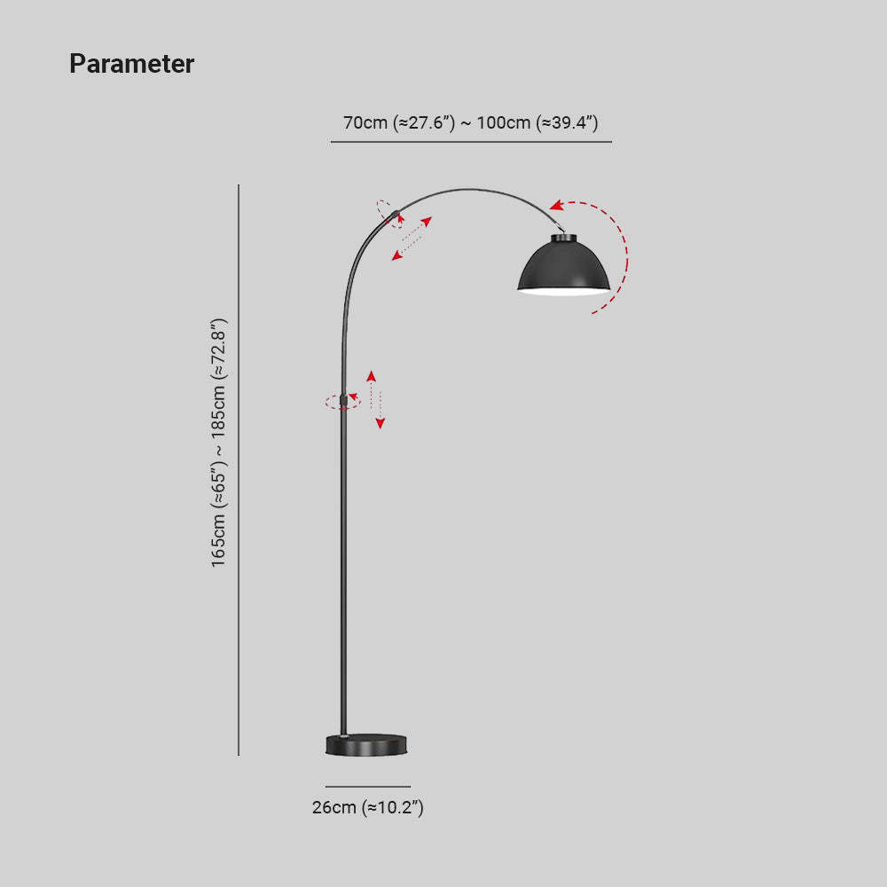 Morandi Arc Lamp dimensions - modern floor lamp details.