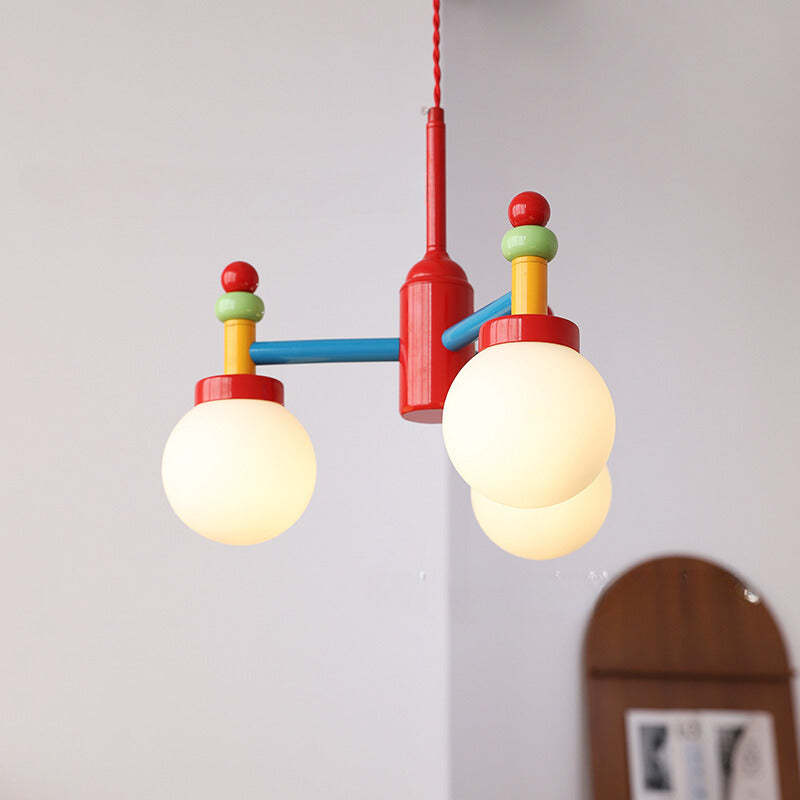 Colorful Valentina Memphis Chandelier in Kid's Room with Ball Lights