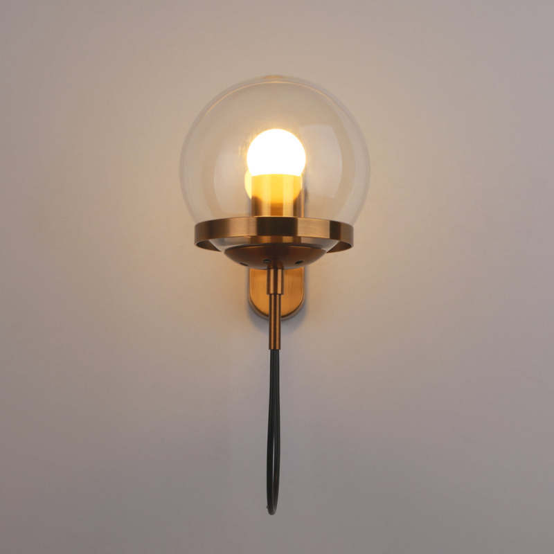Bronze Alessio glass globe wall light fixture