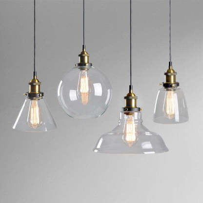 Levy industrial glass pendant lighting fixtures Levy Industrial Metal/Glass Pendant Light Dining Room