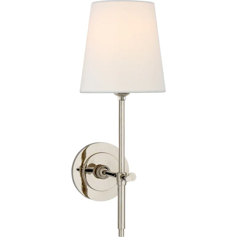 Austin Brass White Tapered Shade Wall Lamp